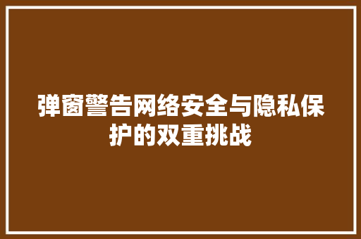 弹窗警告网络安全与隐私保护的双重挑战