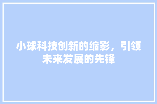 小球科技创新的缩影，引领未来发展的先锋