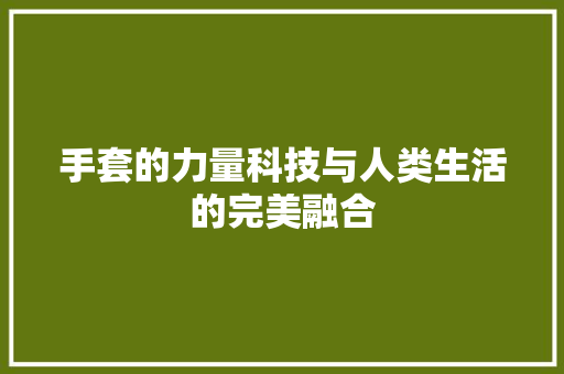 手套的力量科技与人类生活的完美融合