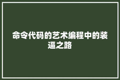 命令代码的艺术编程中的装逼之路