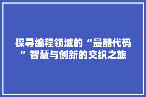 探寻编程领域的“最酷代码”智慧与创新的交织之旅
