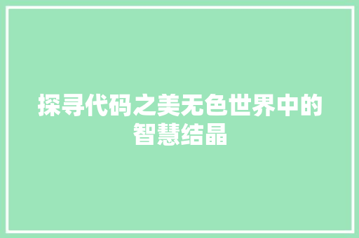 探寻代码之美无色世界中的智慧结晶  第1张