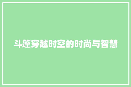 斗篷穿越时空的时尚与智慧