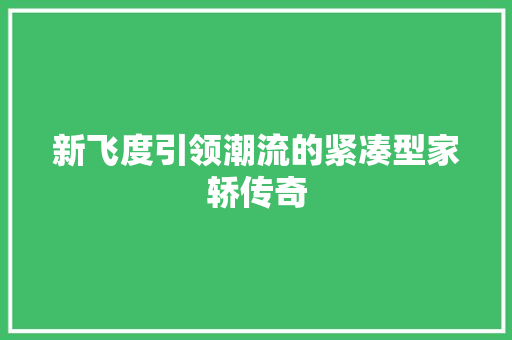 新飞度引领潮流的紧凑型家轿传奇