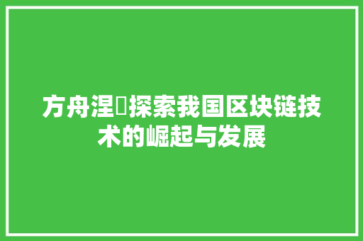 方舟涅槃探索我国区块链技术的崛起与发展