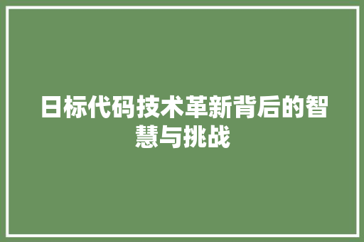 日标代码技术革新背后的智慧与挑战
