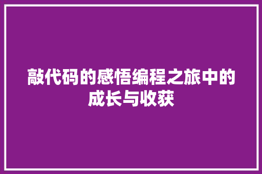 敲代码的感悟编程之旅中的成长与收获  第1张