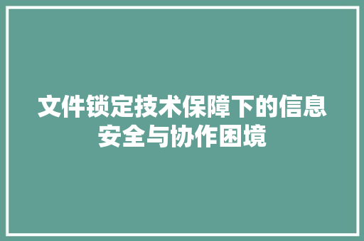 文件锁定技术保障下的信息安全与协作困境