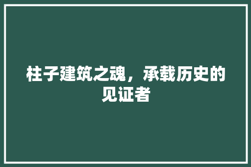柱子建筑之魂，承载历史的见证者