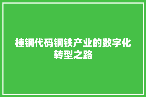 桂钢代码钢铁产业的数字化转型之路