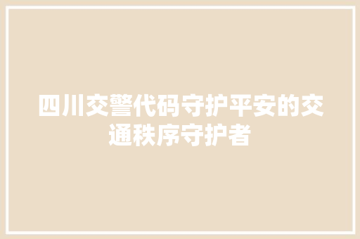 四川交警代码守护平安的交通秩序守护者