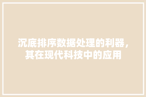 沉底排序数据处理的利器，其在现代科技中的应用