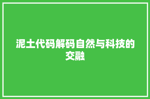 泥土代码解码自然与科技的交融
