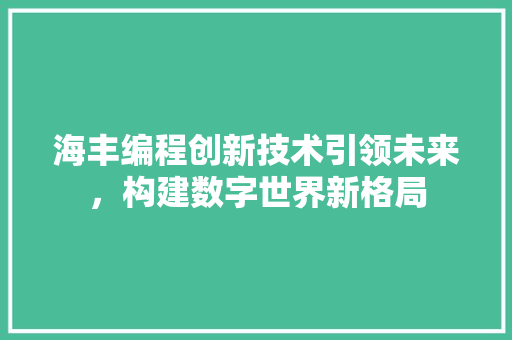 海丰编程创新技术引领未来，构建数字世界新格局