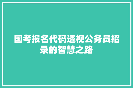 国考报名代码透视公务员招录的智慧之路