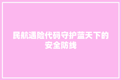 民航遇险代码守护蓝天下的安全防线