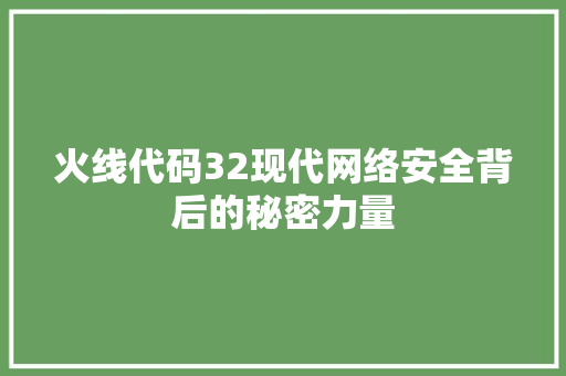 火线代码32现代网络安全背后的秘密力量
