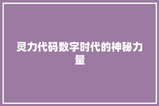 灵力代码数字时代的神秘力量