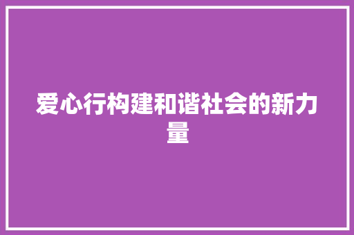 爱心行构建和谐社会的新力量