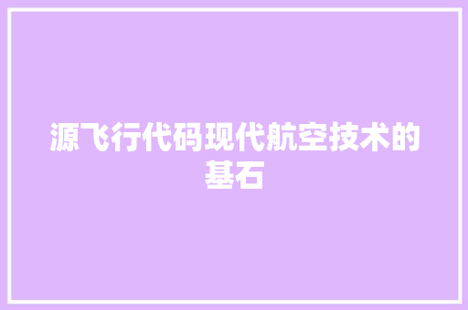 源飞行代码现代航空技术的基石