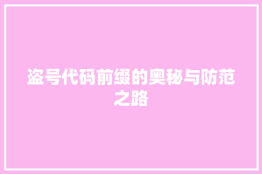 盗号代码前缀的奥秘与防范之路