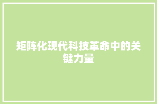 矩阵化现代科技革命中的关键力量