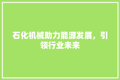 石化机械助力能源发展，引领行业未来