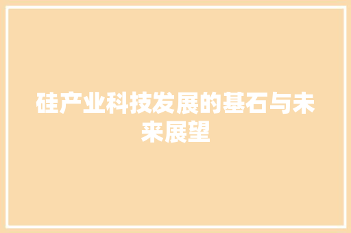 硅产业科技发展的基石与未来展望