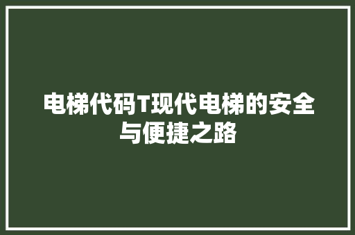 电梯代码T现代电梯的安全与便捷之路