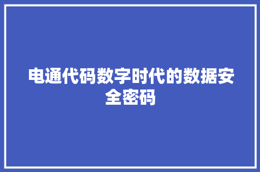 电通代码数字时代的数据安全密码
