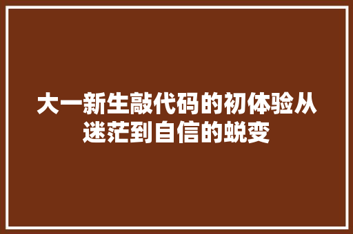 大一新生敲代码的初体验从迷茫到自信的蜕变