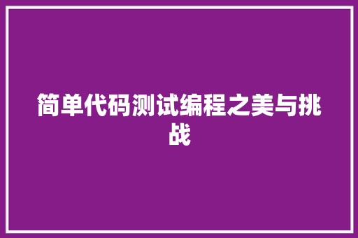 简单代码测试编程之美与挑战