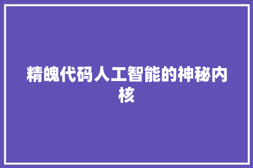 精魄代码人工智能的神秘内核