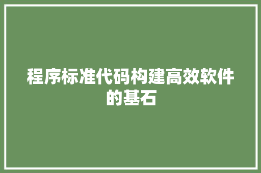程序标准代码构建高效软件的基石