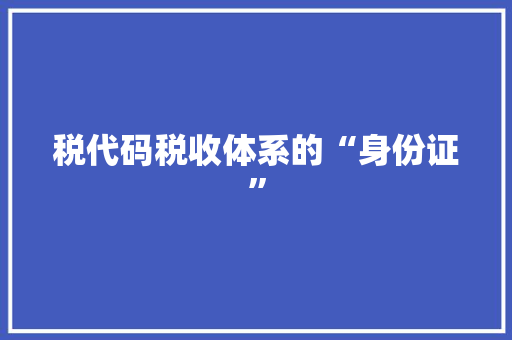 税代码税收体系的“身份证”