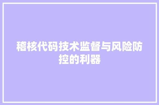 稽核代码技术监督与风险防控的利器