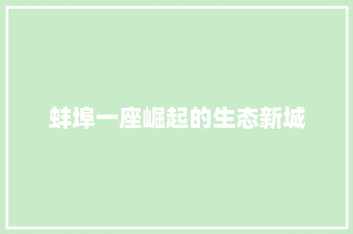 蚌埠一座崛起的生态新城