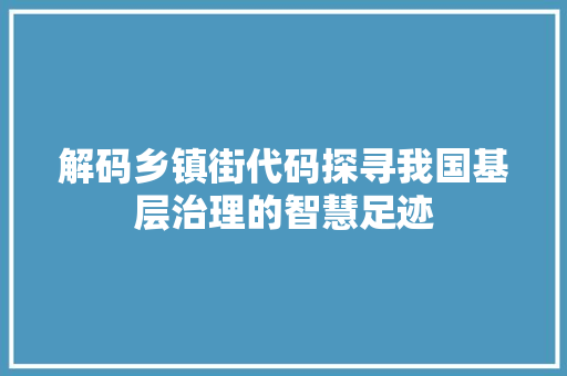 解码乡镇街代码探寻我国基层治理的智慧足迹