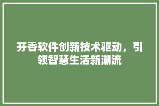 芬香软件创新技术驱动，引领智慧生活新潮流