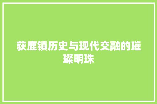 获鹿镇历史与现代交融的璀璨明珠