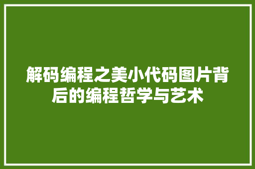 解码编程之美小代码图片背后的编程哲学与艺术