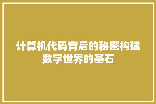 计算机代码背后的秘密构建数字世界的基石