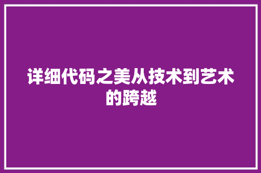 详细代码之美从技术到艺术的跨越