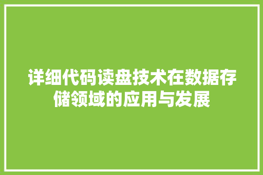 详细代码读盘技术在数据存储领域的应用与发展