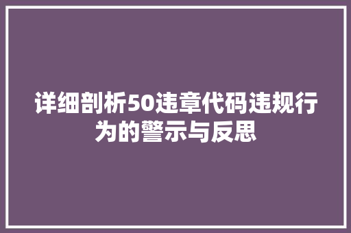 详细剖析50违章代码违规行为的警示与反思