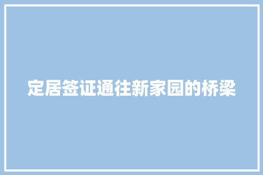 定居签证通往新家园的桥梁