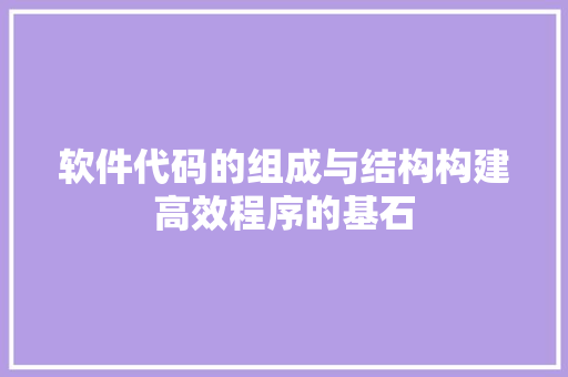 软件代码的组成与结构构建高效程序的基石