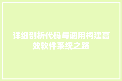 详细剖析代码与调用构建高效软件系统之路