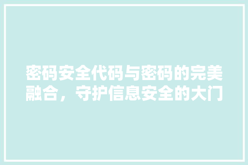 密码安全代码与密码的完美融合，守护信息安全的大门