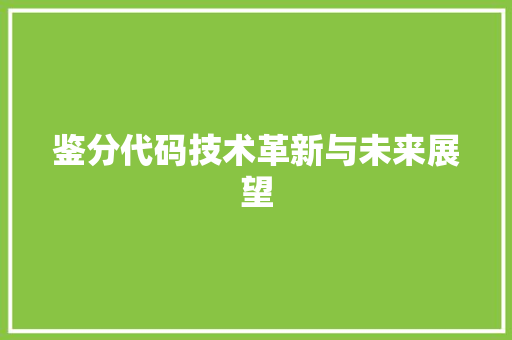 鉴分代码技术革新与未来展望